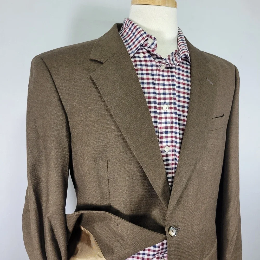 JOS A BANK Men's Sport Coat Blazer Two Button Brown‎ Wool Size 43L